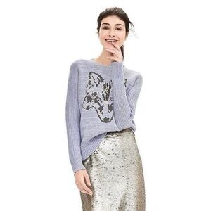 Banana Republic Heather Gray Sweater with Wolf Motif